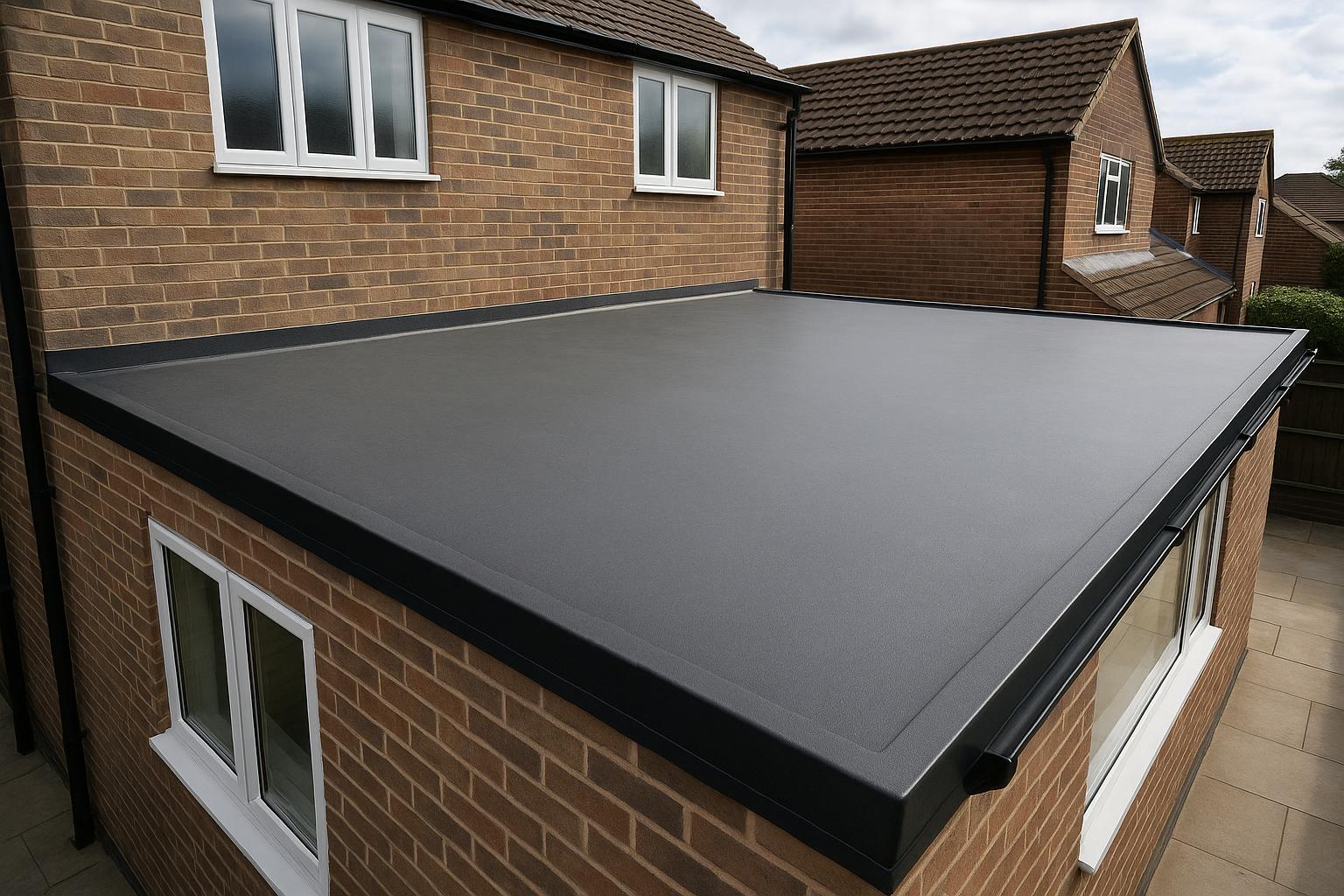 Failed felt flat roof replaced with EPDM rubber - after