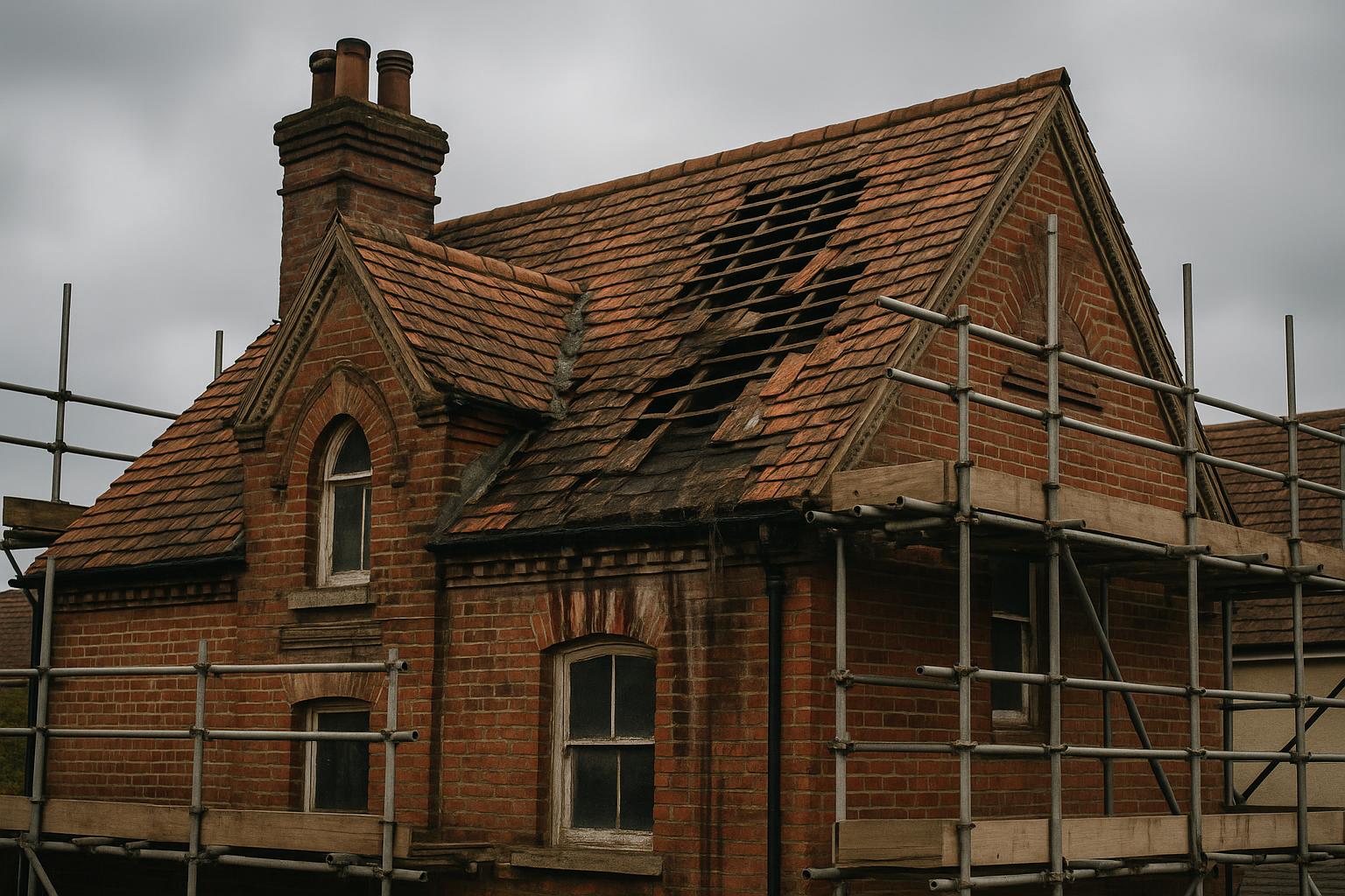 Victorian property re-roofed in natural slate - before