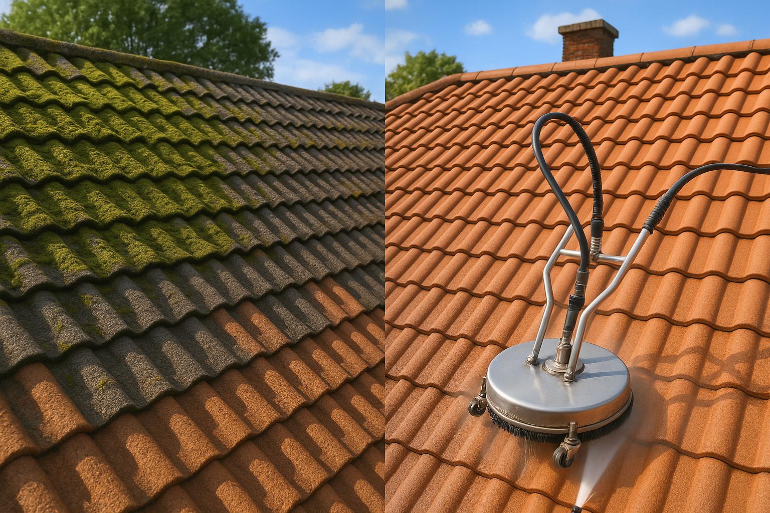 Moss removal and roof clean